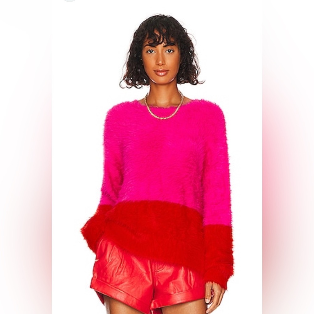 One Teaspoon Lost Signal Colour Block Sweater In Flamingo Blood